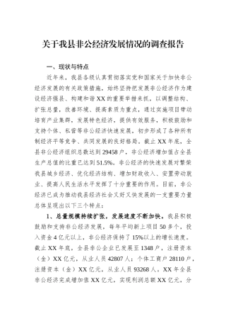 关于我县非公经济发展情况的调查报告