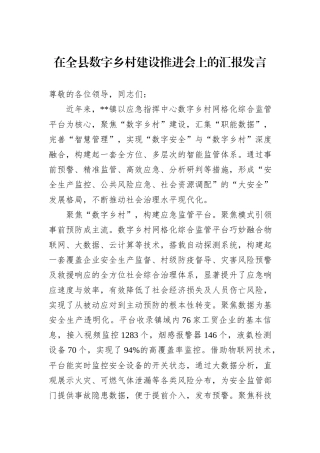 在全县数字乡村建设推进会上的汇报发言