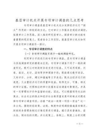 基层审计机关开展专项审计调查的几点思考