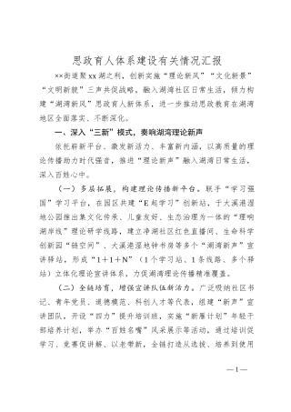 思政育人体系建设有关情况汇报