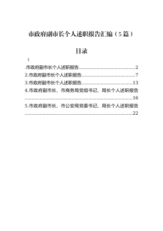 市政府副市长个人述职报告汇编（5篇）