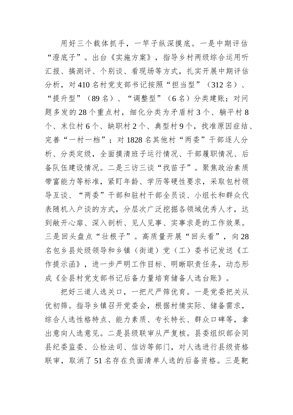 在2024年全市村党支部书记后备力量培育储备工作专题推进会上的汇报发言_第2页