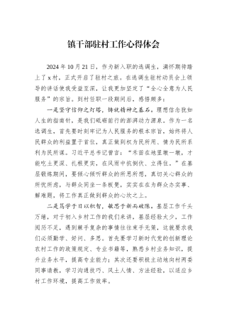 镇干部驻村工作心得体会