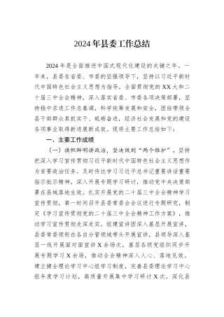 2024年县委工作总结