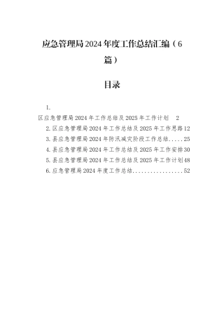 应急管理局2024年度工作总结汇编（6篇）