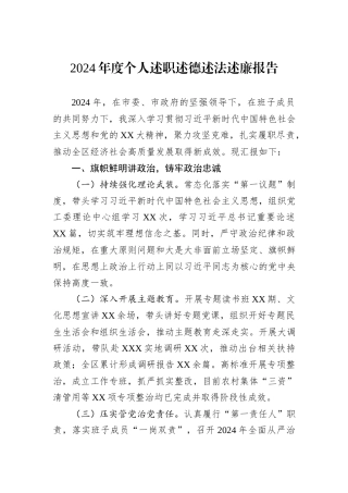 2024年度个人述职述德述法述廉报告
