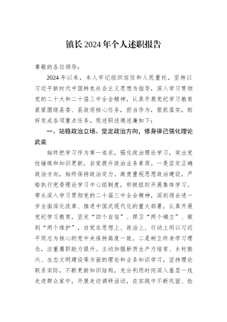 镇长2024年个人述职报告