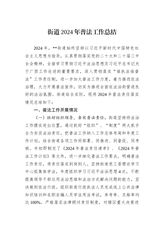 街道2024年普法工作总结
