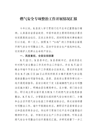 燃气安全专项整治工作开展情况汇报