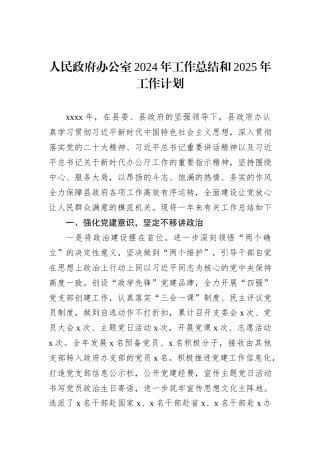 人民政府办公室2024年工作总结和2025年工作计划