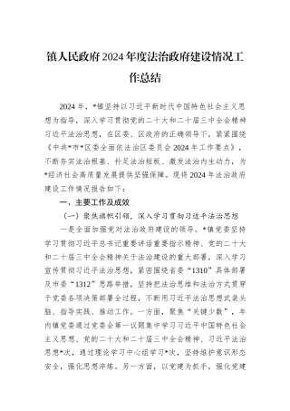镇人民政府2024年度法治政府建设情况工作总结