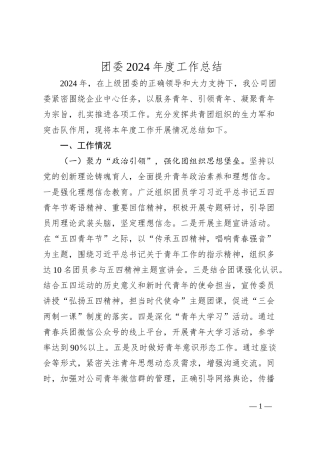 团委2024年度工作总结