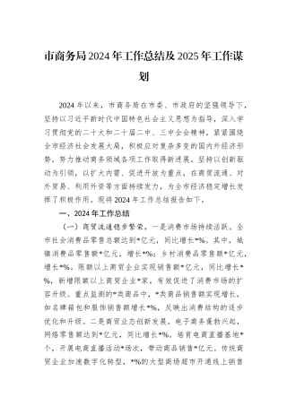 市商务局2024年工作总结及2025年工作谋划