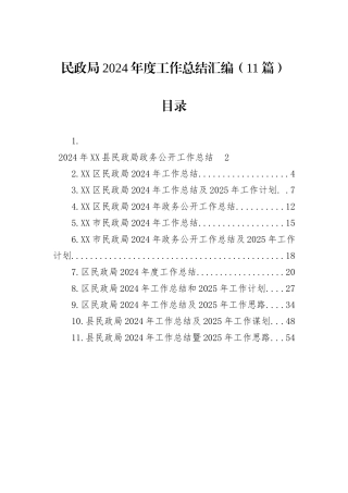 民政局2024年度工作总结汇编（11篇）
