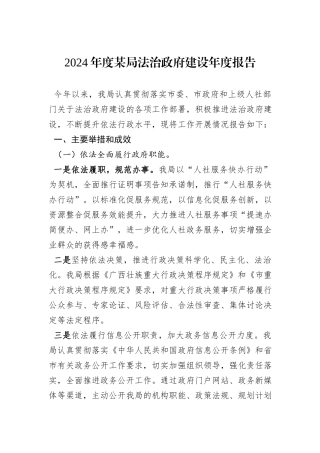 2024年度某局法治政府建设年度报告