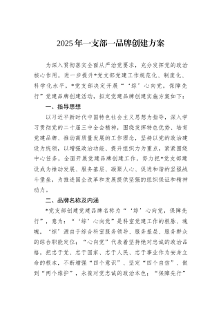 2025年一支部一品牌创建方案