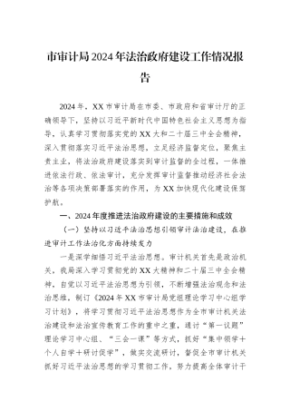 市审计局2024年法治政府建设工作情况报告