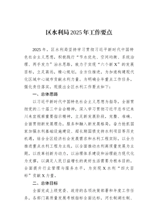 区水利局2025年工作要点