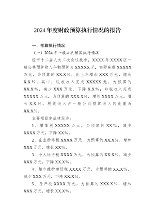 2024年度财政预算执行情况的报告