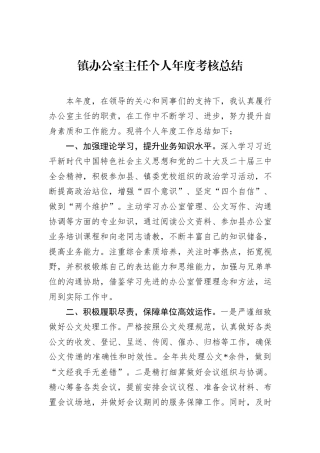 镇办公室主任个人年度考核总结