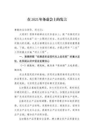 在2025年务虚会上的发言