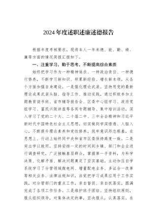 2024年度述职述廉述德报告