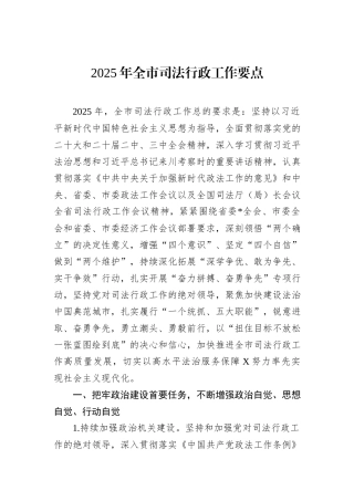 2025年全市司法行政工作要点