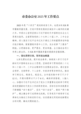 市委办公室2025年工作要点