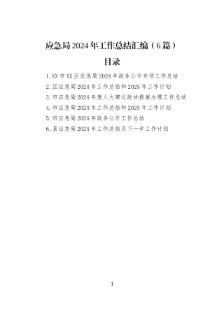 应急局2024年工作总结汇编（6篇）