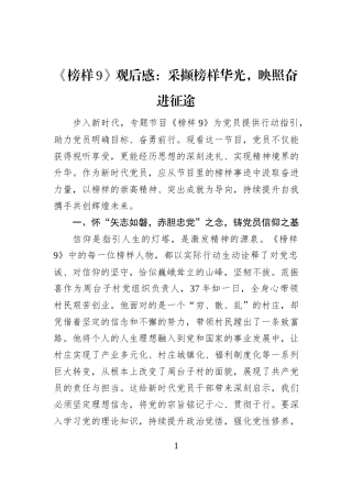 《榜样9》观后感：采撷榜样华光，映照奋进征途