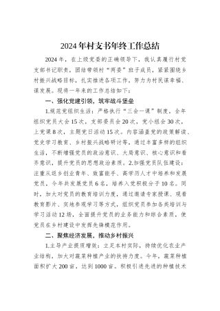 2024年村支书年终工作总结