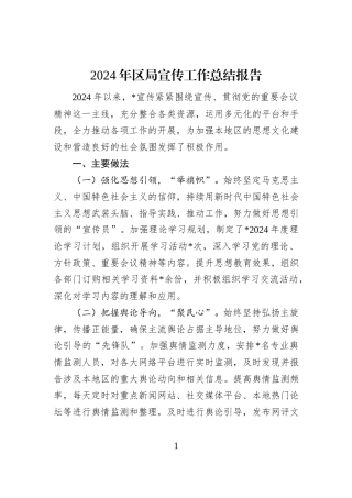 2024年区局宣传工作总结报告