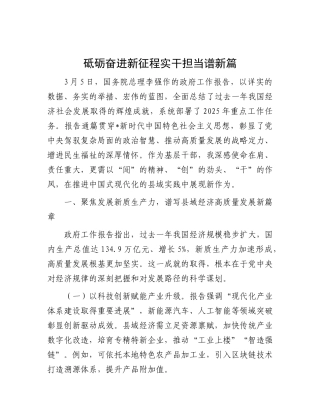 2025年两会政府工作报告心得体会