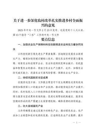 2025年农村乡村振兴中央一号文件党课ppt