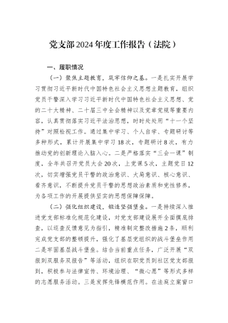 党支部2024年度工作报告（法院）