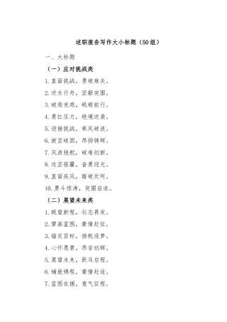 (50组)述职报告写作大小标题