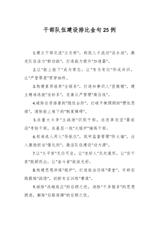 干部队伍建设排比金句25例