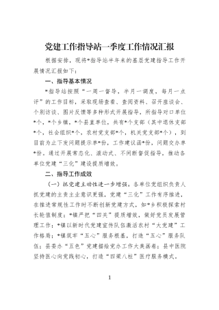 党建工作指导站一季度工作情况汇报