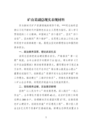 矿山某副总现实表现材料