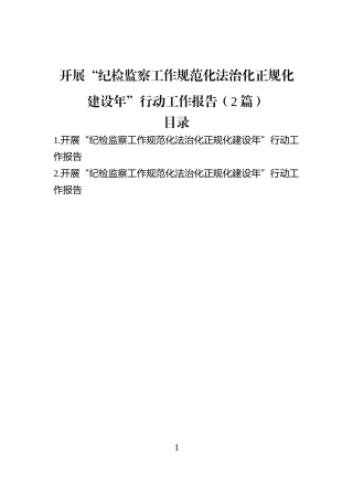 开展“纪检监察工作规范化法治化正规化建设年”行动工作报告（2篇）