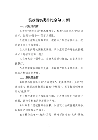 整改落实类排比金句30例