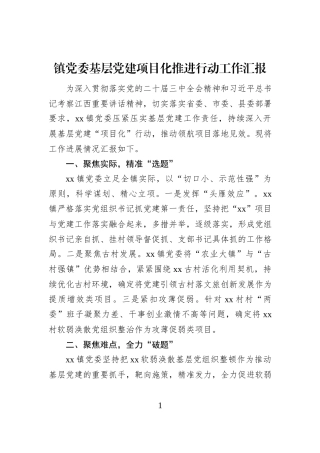 镇党委基层党建项目化推进行动工作汇报 (1)