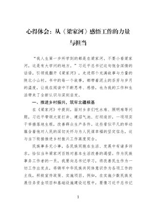 心得体会：从《梁家河》感悟工作的力量与担当
