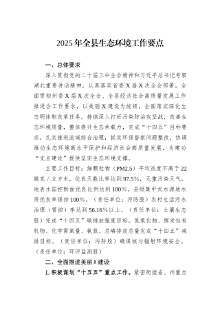 2025年全县生态环境工作要点