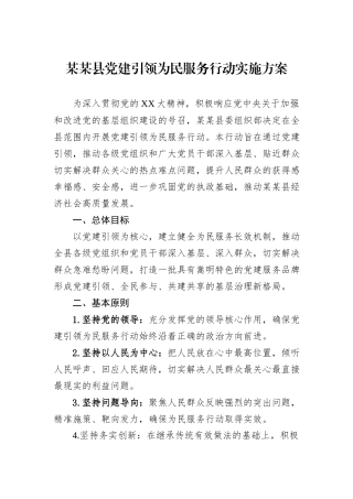 某某县党建引领为民服务行动实施方案