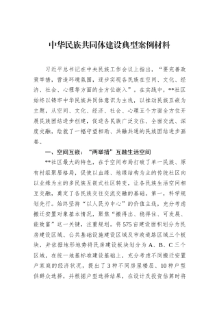中华民族共同体建设典型案例材料