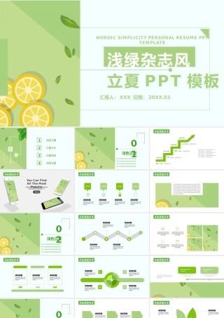 430浅绿杂志风立夏宣传策划PPT模板.pptx