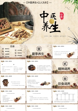 2022中国传统文化之中医养生PPT创意水墨风中医养生介结通用PPT模板.pptx