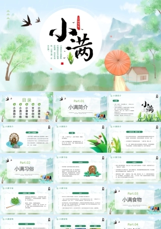 2023二十四节气小满PPT卡通插画风二十四节气之小满知识宣讲课件模板下载.pptx