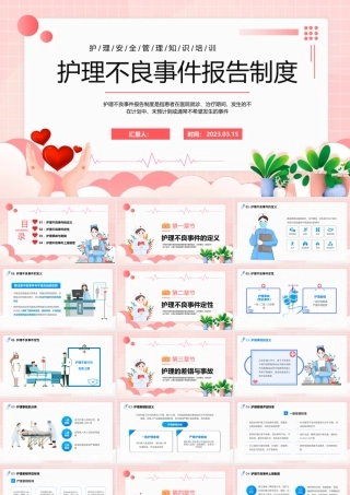 2023护理不良事件报告制度PPT卡通风护理安全管理知识培训课件模板.pptx